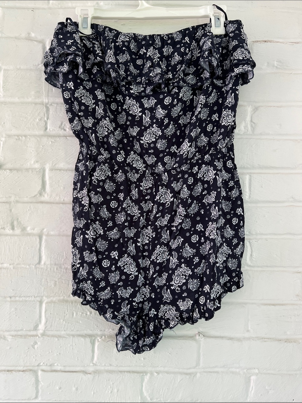 Free Fusion Navy Paisley Off-Shoulder Romper